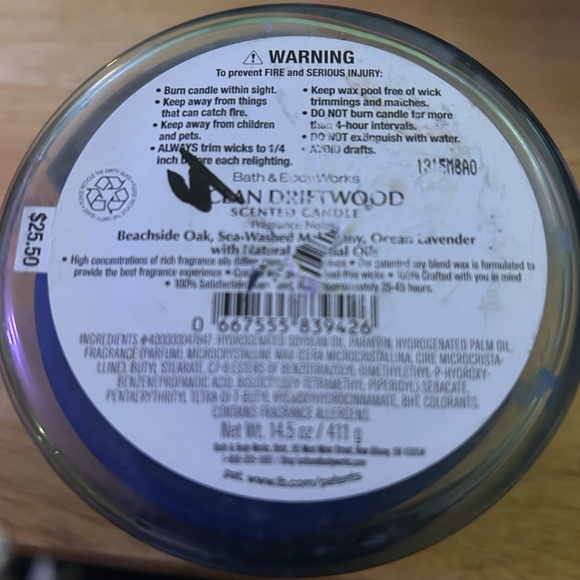 Bath and Body Works Ocean Driftwood Candle - Picture 3 of 3